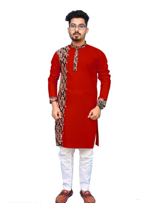 Elegant Men's Side Panel Cotton Blend Kurta