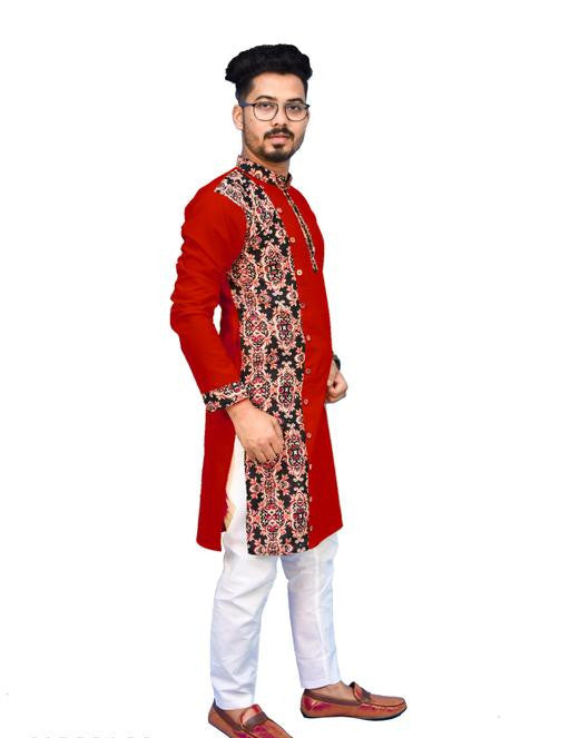 Elegant Men's Side Panel Cotton Blend Kurta